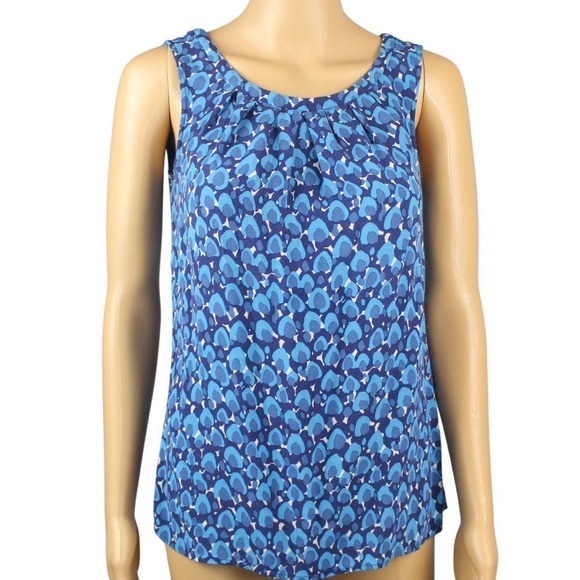 Boden Womens‎ Sleeveless 3 Shades of Blue & Off-White Drawstring Back Tops Sz 6 - Picture 1 of 7